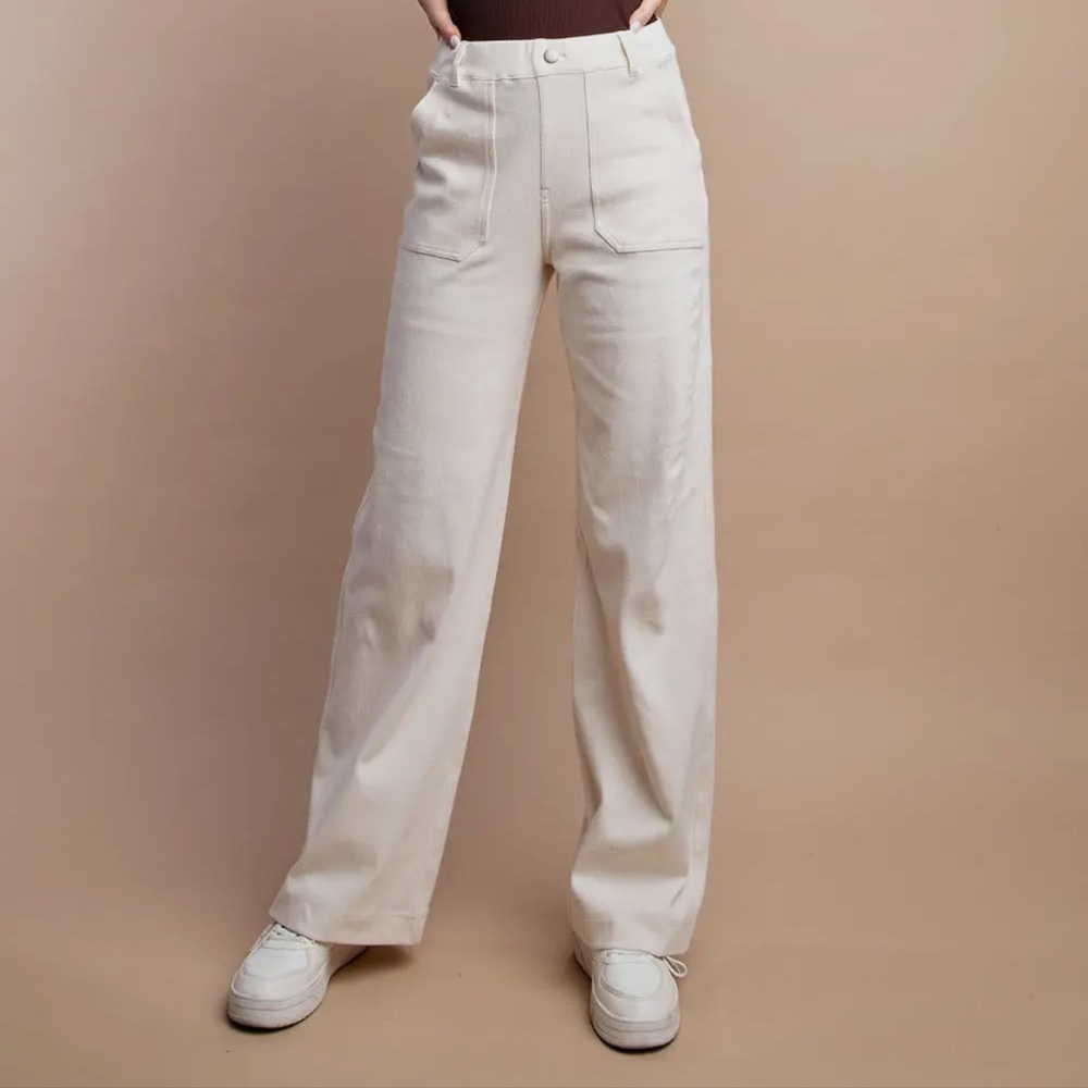 Rae Mode Cotton Stretch Twill Wide Pants - small